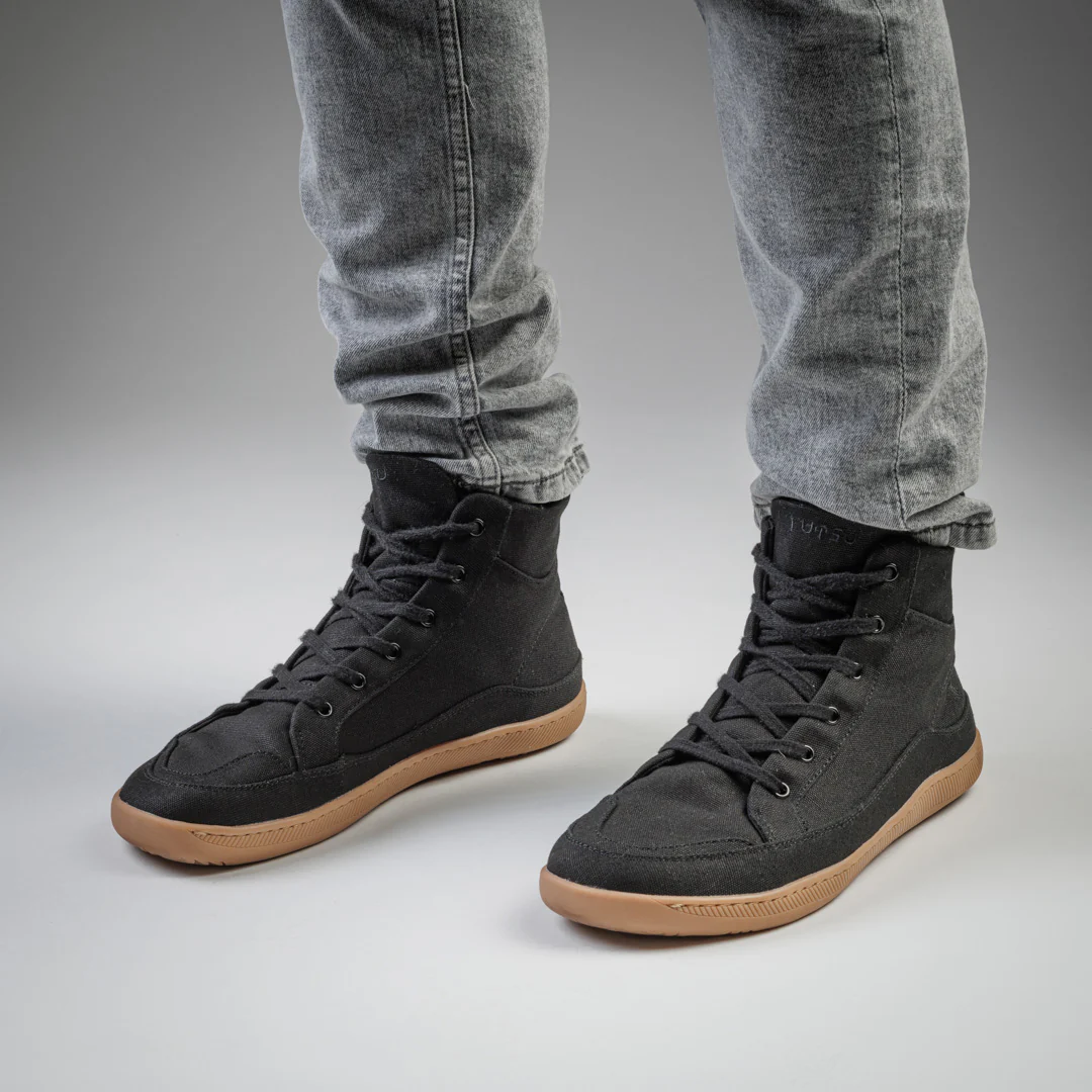 Rutsu Original Barefoot Sneakers High Black & Gum - Image 5